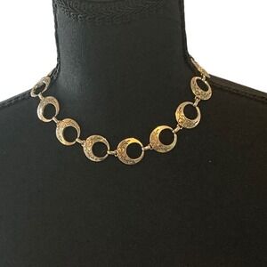 Vintage Pamar Gold Tone Choker Adjustable Necklace with Floral Engraving